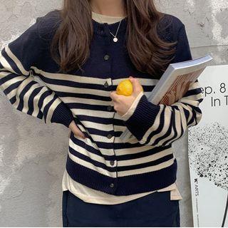 Striped Cardigan Stripe - Dark Blue - One Size