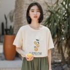 Orange Print Short-sleeve T-shirt Almond - One Size