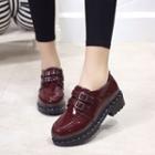 Faux Patent Leather Buckled Shoes