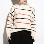 High Neck Striped Sweater