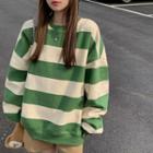 Round-neck Color Block Striped Long-sleeve Top