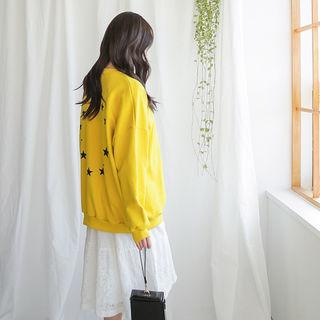 Drop-shoulder Star Print Sweatshirt