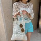 Open Knit Top & Shopper Bag Set
