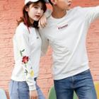 Couple Matching Floral Embroidery Sweatshirt