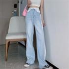 Two-tone Panel High-waist Wide-leg Jeans