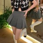 Pleated Skirt / Argyle Knit Top