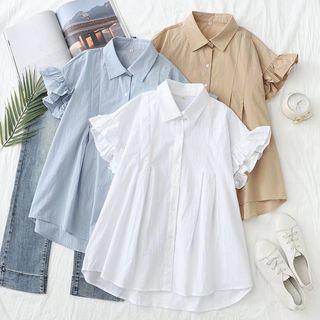 Short-sleeve Ruffle Tunic Shirt