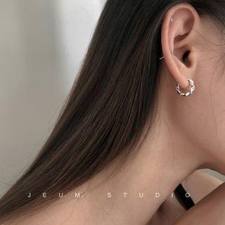 Twisted Mini Hoop Earring 1 Pair - 925 Silver Earring - Silver - One Size