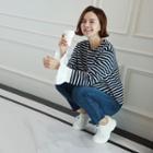 Frilled-detail Striped T-shirt