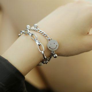 Smiley Layered Stainless Steel Bracelet