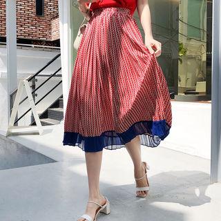 Contrast-trim Patterned Skirt