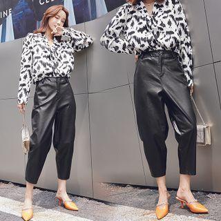 Faux Leather Cropped Straight-leg Pants