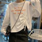 Long-sleeve Drawstring Lettering T-shirt