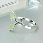 925 Sterling Silver Fishtail Leaves Open Ring Silver - One Size