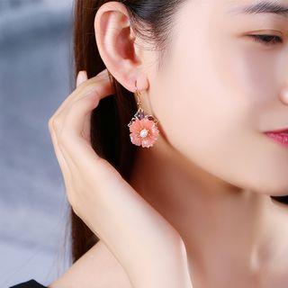 Faux Pearl Faux Crystal Flower Dangle Earring