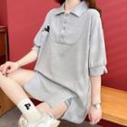 Short-sleeve Waffle Polo Dress