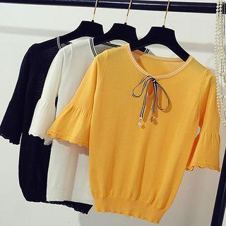 Bow Accent Elbow Sleeve Sweater