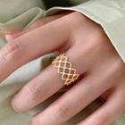 Mesh Rhinestone Alloy Open Ring Gold - One Size