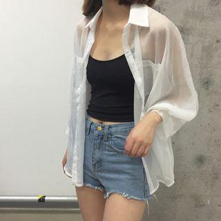 Plain Chiffon Shirt White - One Size