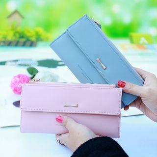 Bow-accent Zip Long Wallet