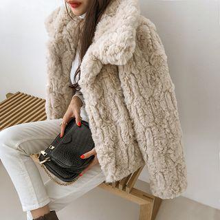 Collared Eco-fur Short Jacket