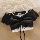 Short-sleeve Drawstring Crop Top / Strappy Cropped Camisole Top