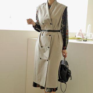 Notched-lapel Double-breasted Long Vest