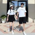 Couple Matching Lettering T-shirt / Mini A-line Skirt / Shorts / Set (various Designs)