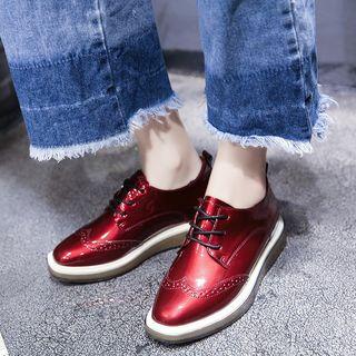 Platform Patent Lace-up Oxfords