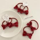 Plaid Bow Hair Tie 1 Pair - Bow - Red - One Size