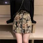 Floral Print Zip-up A-line Skirt