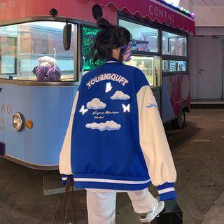 Lettering Oversize Jacket Blue - One Size