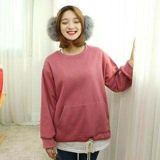 Kangaroo-pocket Drawstring-hem Pullover