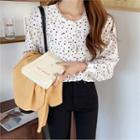 Lace-trim Dotted Blouse Ivory - One Size