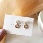 Faux Pearl Rhinestone Hoop Dangle Earring 1 Pair - White & Gold - One Size