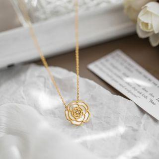 Stainless Steel Shell Rose Pendant Necklace