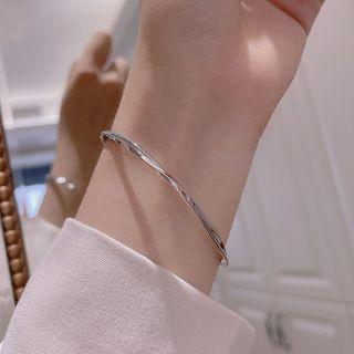 Twisted Sterling Silver Open Bangle Silver - One Size