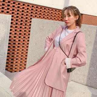 One-button Pastel Satin Blazer