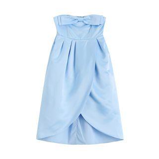 Strapless Bow Shirred A-line Dress