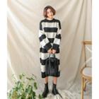 Round-neck Striped Midi Knit Dress