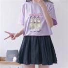 Short-sleeve Printed T-shirt Purple - One Size