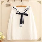 Tie-neck Sailor Collar Long-sleeve Top