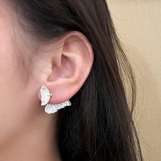 Butterfly Shell Alloy Earring Stud Earring - 1 Pair - Silver Stud - Gold - One Size