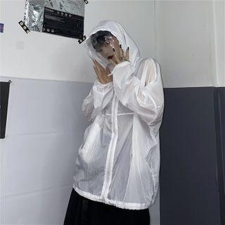 Zip Hooded Jacket With Face Shield