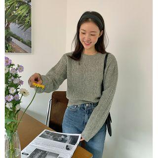 Round-neck Cable-knit Cropped Top