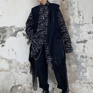 Mock Two-piece Open Front Mesh Vest
