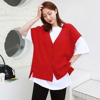 Buttoned Woolen Knit Vest