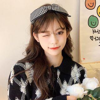 Houndstooth Bow Fabric Headband / Hair Clip