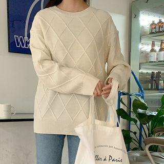 Round-neck Seam-trim Sweater