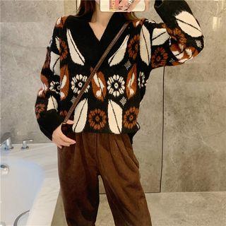 Printed Sweater / Cropped Straight-fit Pants